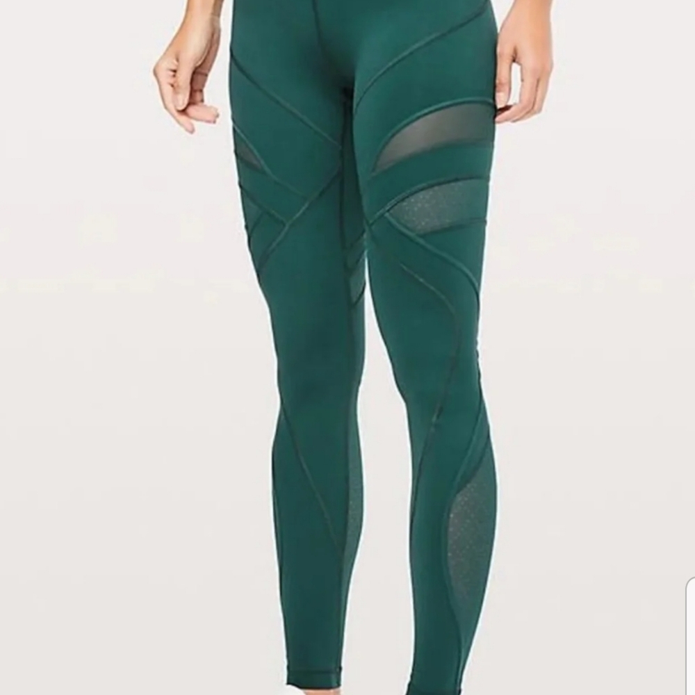Lululemon Teal Wunder Under HR Tight Mesh